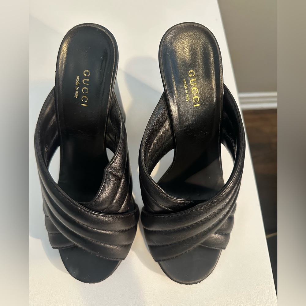 Gucci Black Leather Mules